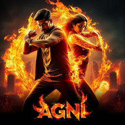 An intense cinematic sci-fi action superhero film poster titled 'Agni'