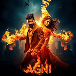 An intense cinematic sci-fi action superhero film poster titled 'Agni'