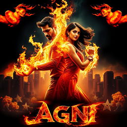 An intense cinematic sci-fi action superhero film poster titled 'Agni'