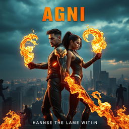 A cinematic sci-fi action superhero film poster titled 'AGNI'