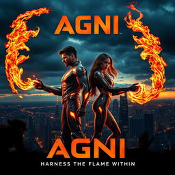 A cinematic sci-fi action superhero film poster titled 'AGNI'