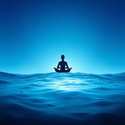 A serene and tranquil image featuring a gradient background transitioning from deep ocean blue at the bottom to a bright and peaceful sky at the top, symbolizing the journey of self-discovery