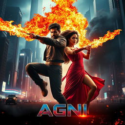 A cinematic sci-fi action superhero film poster titled 'AGNI'