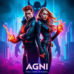 A cinematic sci-fi action superhero film poster titled 'AGNI'