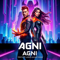 A cinematic sci-fi action superhero film poster titled 'AGNI'