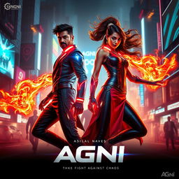 A cinematic sci-fi action superhero film poster titled 'AGNI'