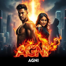 A cinematic sci-fi action superhero film poster titled 'AGNI'