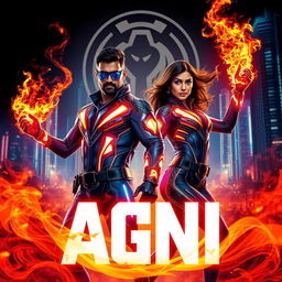 A cinematic sci-fi action superhero film poster titled 'AGNI'