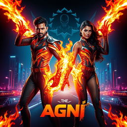 A cinematic sci-fi action superhero film poster titled 'AGNI'