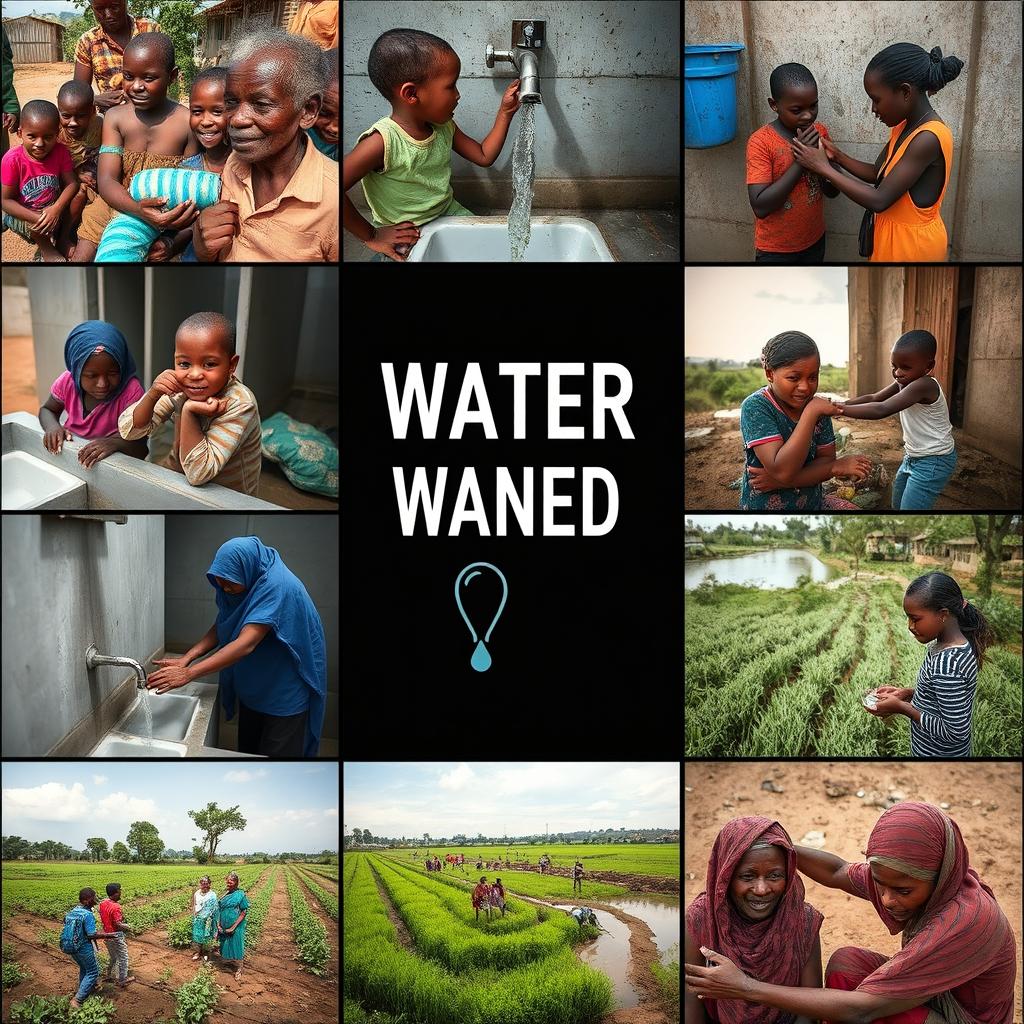 A collection of 12 impactful images focused on the themes of water and sanitation