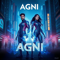 A cinematic sci-fi action superhero film poster titled 'AGNI'