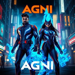 A cinematic sci-fi action superhero film poster titled 'AGNI'