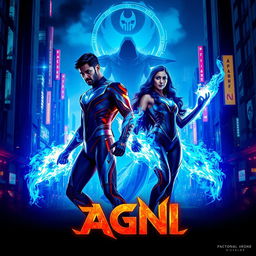 A cinematic sci-fi action superhero film poster titled 'AGNI'