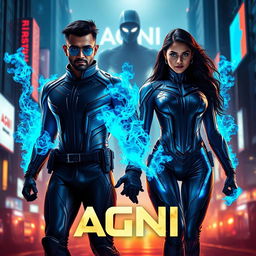 A cinematic sci-fi action superhero film poster titled 'AGNI'