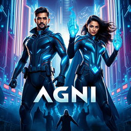 A cinematic sci-fi action superhero film poster titled 'AGNI'