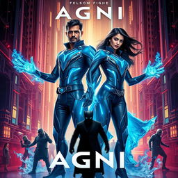 A cinematic sci-fi action superhero film poster titled 'AGNI'