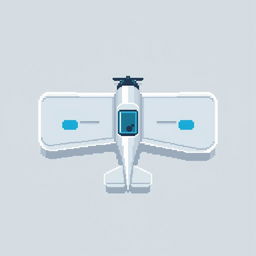 A small plane designed in a pixel art style, viewed from above