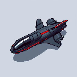 A small futuristic airplane depicted in a top-down view, designed in pixel art style