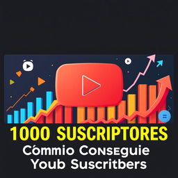 A visually appealing YouTube thumbnail design focused on the theme 'Cómo Conseguir 1000 Suscriptores' without any people included