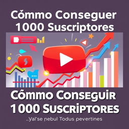 A visually appealing YouTube thumbnail design focused on the theme 'Cómo Conseguir 1000 Suscriptores' without any people included