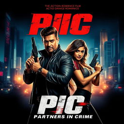 An eye-catching movie poster for an action romance film titled 'PIC'