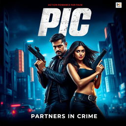 An eye-catching movie poster for an action romance film titled 'PIC'