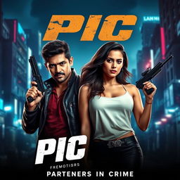 An eye-catching movie poster for an action romance film titled 'PIC'