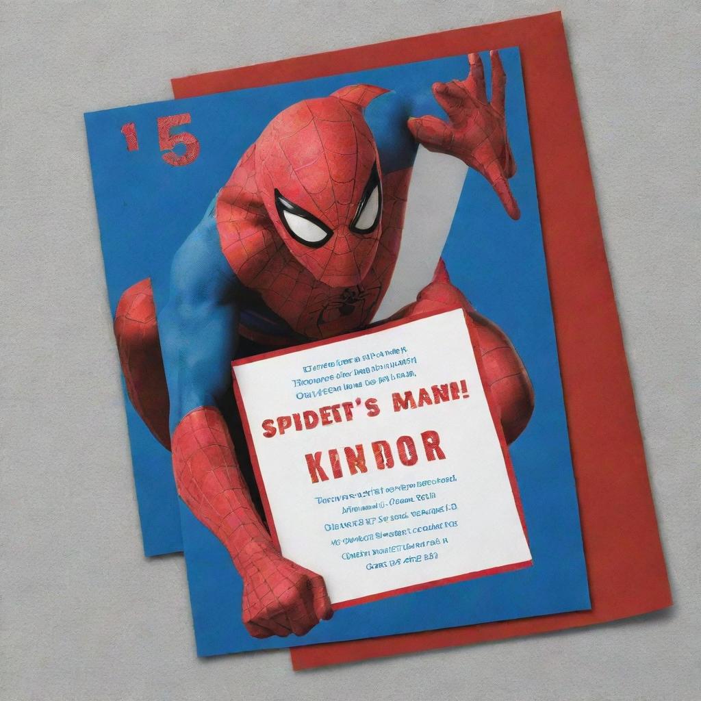 A bright, child-friendly Spider-Man themed birthday invitation for a 5-year-old boy named Osman. The invite should spotlight Spider-Man and incorporate the number 5