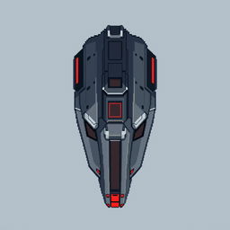 A top-down view of a futuristic turret designed in pixel art style