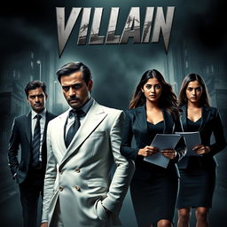 A dramatic action crime film poster titled 'VILLAIN'