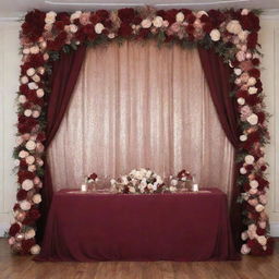 An elegant backdrop blending rose gold and burgundy tones, creating a beautifully rich and vibrant scene.