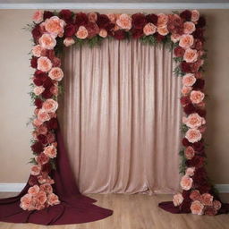 An elegant backdrop blending rose gold and burgundy tones, creating a beautifully rich and vibrant scene.