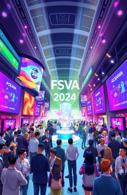 A vibrant, colorful digital illustration depicting the FSVA 2024 event