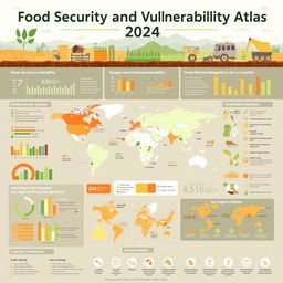 A detailed and informative infographic representing the Food Security and Vulnerability Atlas for the year 2024