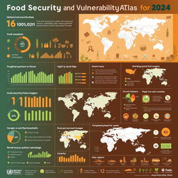 A detailed and informative infographic representing the Food Security and Vulnerability Atlas for the year 2024