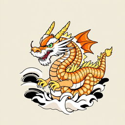 A vibrant and artistic t-shirt design featuring a cool dragon made of sushi rolls