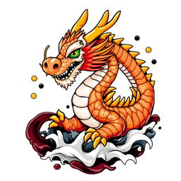 A vibrant and artistic t-shirt design featuring a cool dragon made of sushi rolls