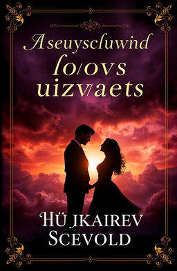 A captivating book cover design for 'Безусловно любовь убивает' by Пушкарев Всеволод, featuring a dramatic scene where a silhouette of a man and a woman stand apart, looking towards each other with longing expressions