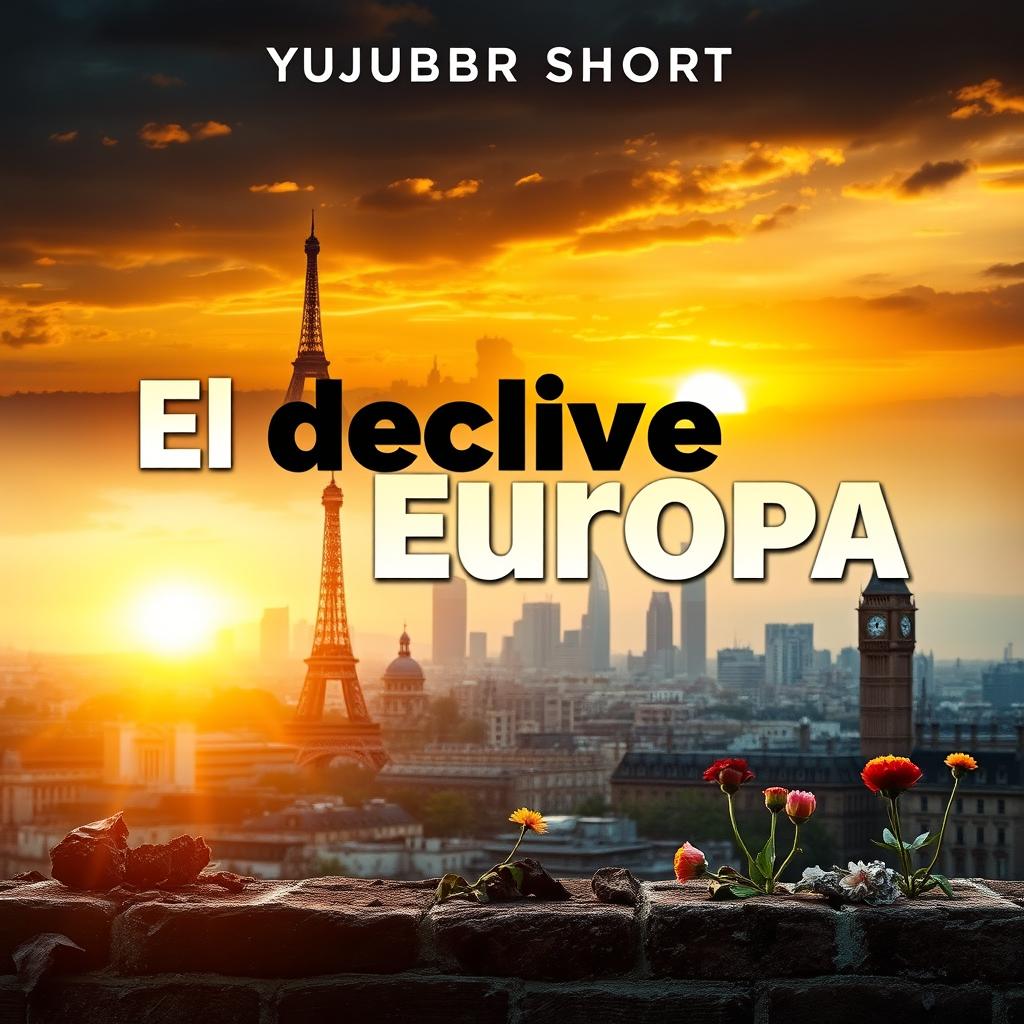 A visually striking thumbnail for a YouTube Short titled 'El declive de Europa'