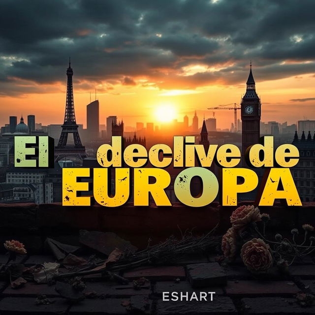 A visually striking thumbnail for a YouTube Short titled 'El declive de Europa'