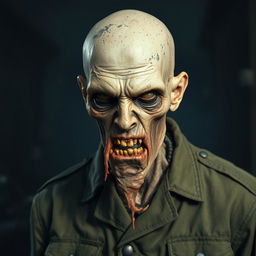 A tall, decaying German Nazi zombie, wearing a tattered military uniform that shows signs of wear