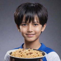 A 12-year-old Mobile Legends hero named Hadid. He has a black bowl haircut and his unique power involves attacking with noodles. His youthful energy, determination and courage are brilliantly evident.