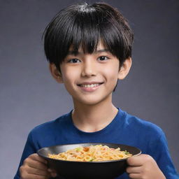 A 12-year-old Mobile Legends hero named Hadid. He has a black bowl haircut and his unique power involves attacking with noodles. His youthful energy, determination and courage are brilliantly evident.