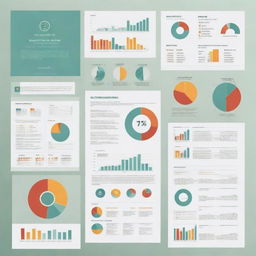 Create an informative and visually appealing poster encompassing the theme of accounting. Incorporate elements such as calculators, spreadsheets, pie-charts, and financial symbols intertwined with aesthetically pleasing graphics.