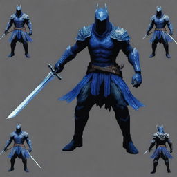 Generate 2D sprites featuring the character Artorias, known for his armor and large greatsword. Show him in various poses and actions in a vibrant pixel art style.