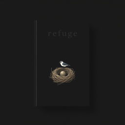 A minimalist book cover design for a book titled 'Refuge'