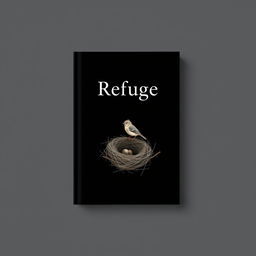 A minimalist book cover design for a book titled 'Refuge'