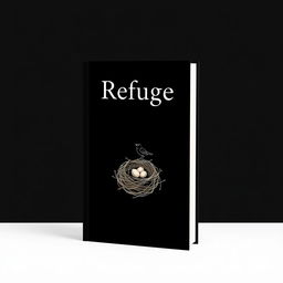 A minimalist book cover design for a book titled 'Refuge'