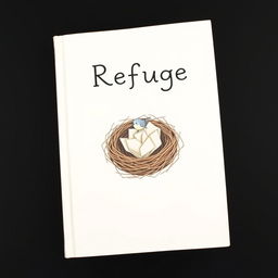 A minimalist book cover design for a book titled 'Refuge'