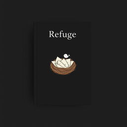 A minimalist book cover design for a book titled 'Refuge'